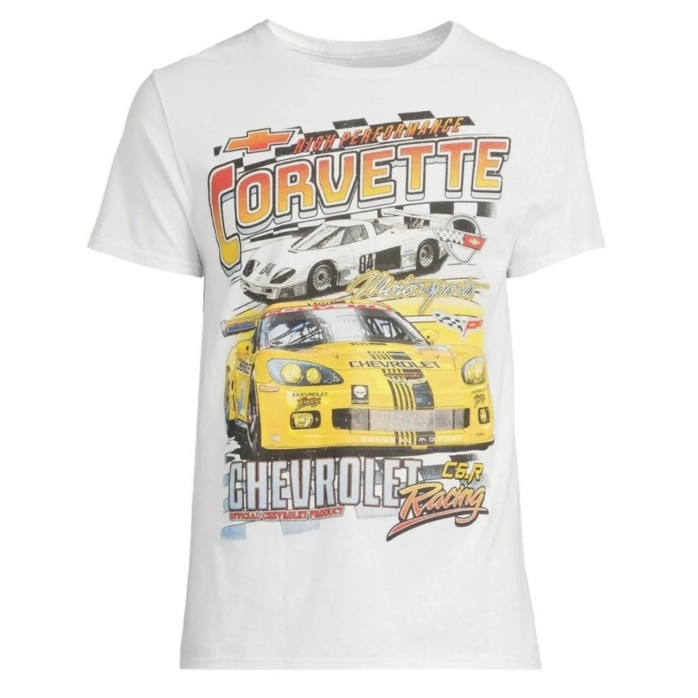 XL C6R Corvette Racing White Cotton T-Shirt Chevrolet Racing Shirt